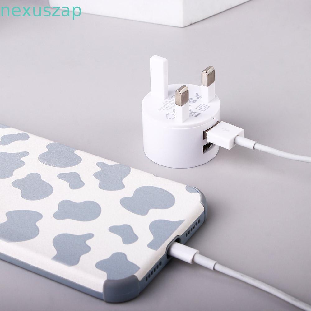 NEXUSZAP เครื่องชาร์จโทรศัพท์มือถือ EU Universal Dual USB Mini Adapter Travel Charger Charger Adapte
