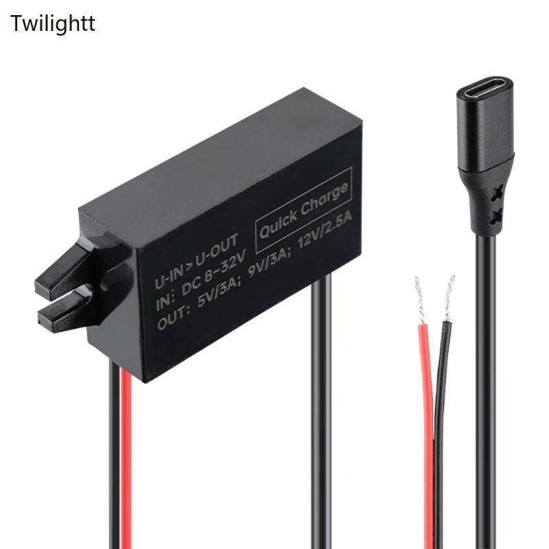 WILI 30W Type C อะแดปเตอร์ชาร์จเร็วกันน้ํา 8V-32V ถึง 5V 9V 12V สําหรับรถจักรยานยนต์