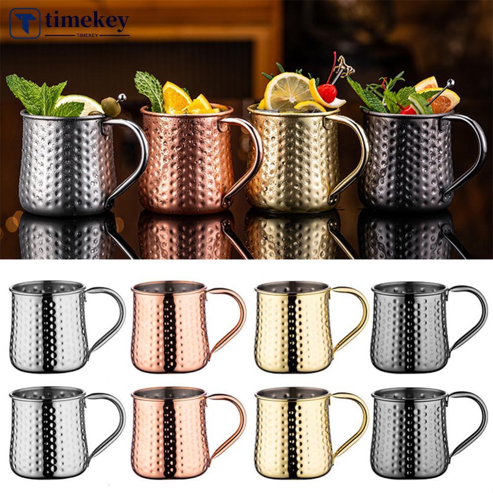 TIMEKEY 500ML ค้อนทุบสแตนเลส Moscow Mule แก้วทนทานค็อกเทลเบียร์กาแฟ Mark ถ้วย Vintage Bar Home Drink