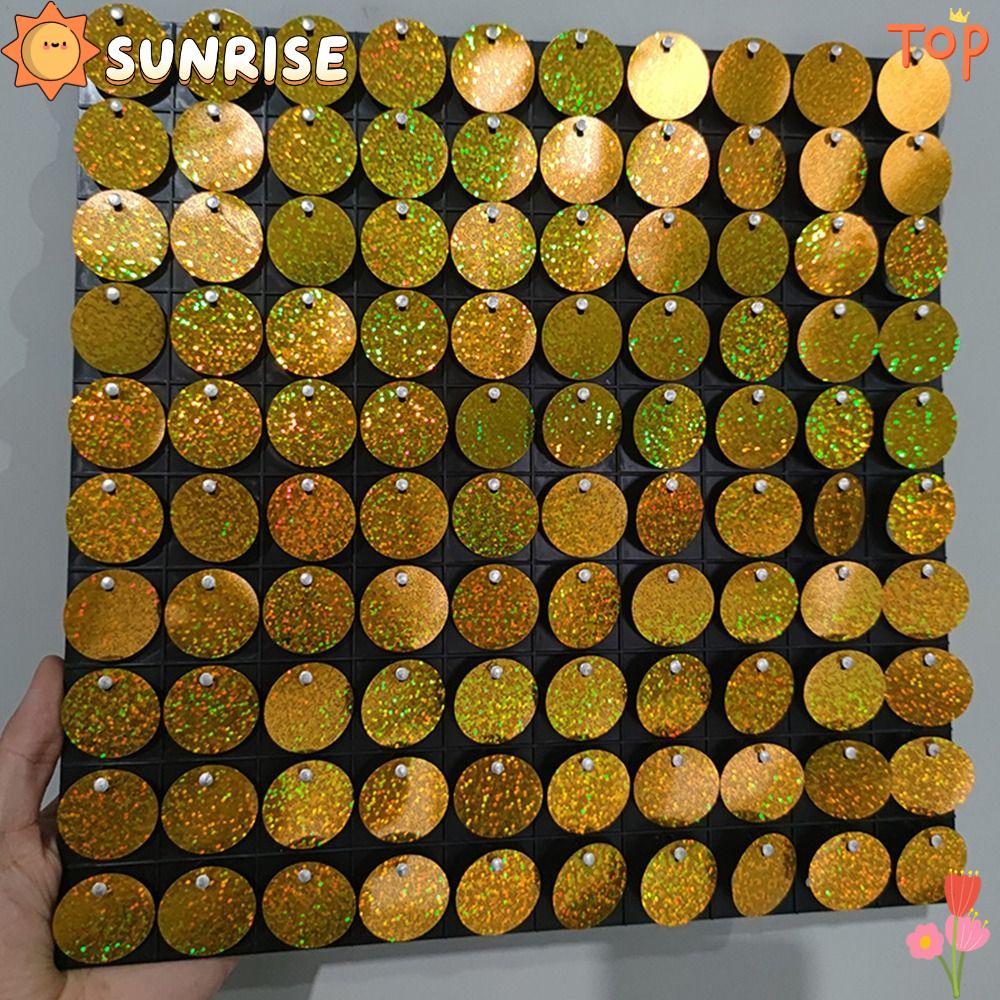 SUNRISE ฉากหลังเลื่อม, Silver Gold Round Sequin Panel Wall Decor, PET Glitter Photo ฉากหลังวันเกิดตก