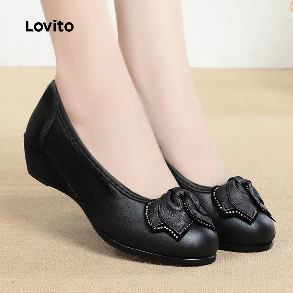 Lovito รองเท้าบัลเล่ต์ หนังนุ่ม ทนทาน ระบายอากาศ กันน้ำ สำหรับผู้หญิง LFA76317