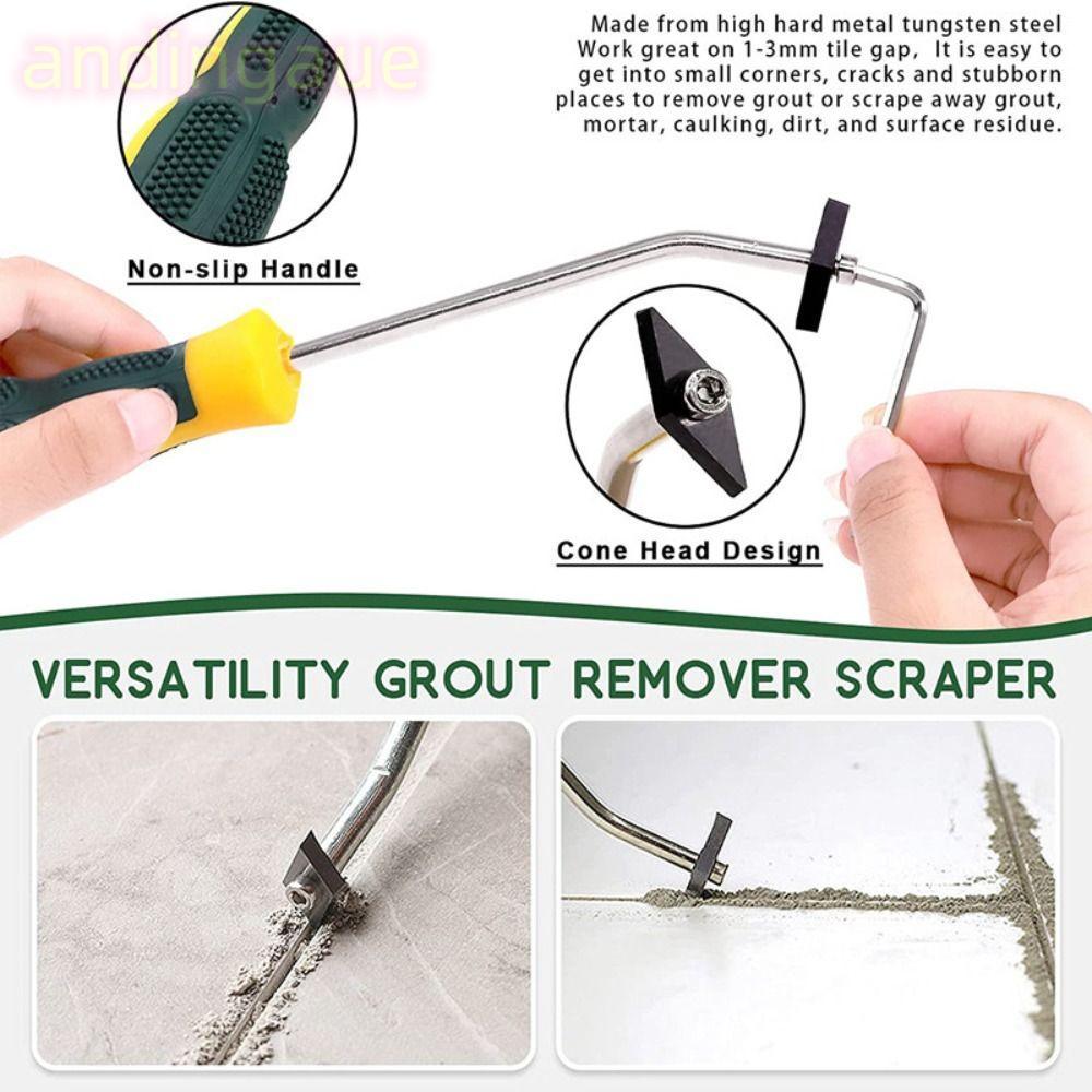 ANDIN Tiles Gap Cleaner, เครื่องมือก่อสร้าง Diamond Tile Remover, เครื่องมือทําความสะอาดซีเมนต์เหล็ก