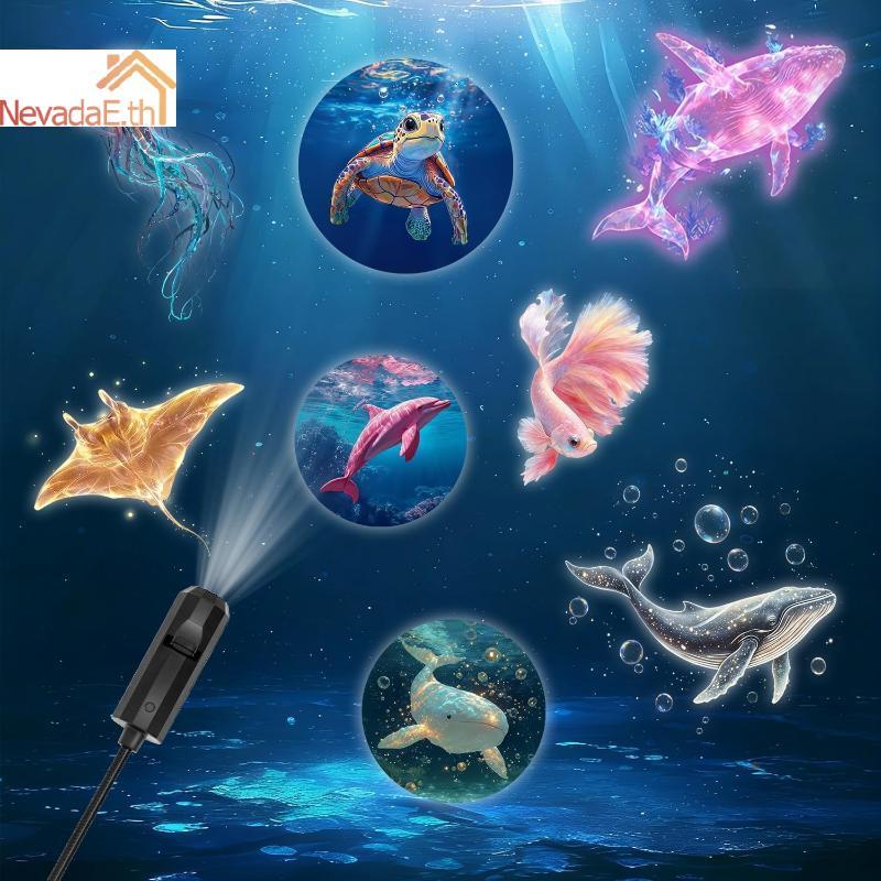 ND LED Ocean โปรเจคเตอร์แสง USB ขับเคลื่อน 8 ชิ้น Marine Life ฉากแผงสําหรับเด็ก Party Decor และ Fami