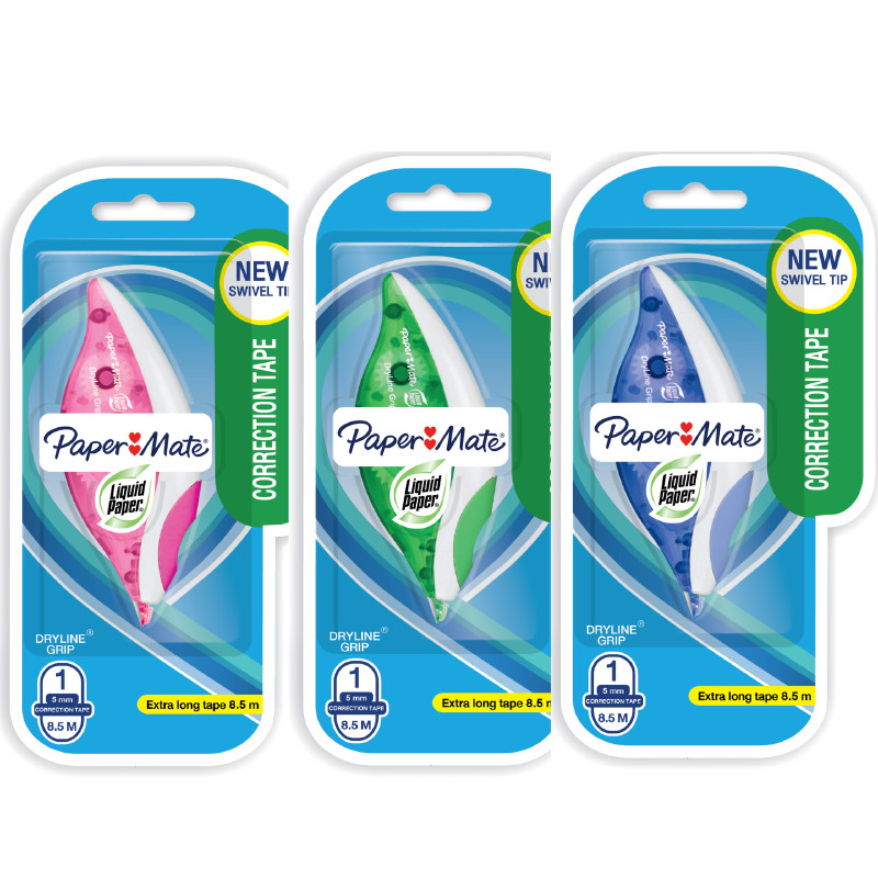 LIQUID PAPER เทปลบคำผิด รุ่น Dryline Grip คละสี ขนาด 5 มม. x 8.5 ม.