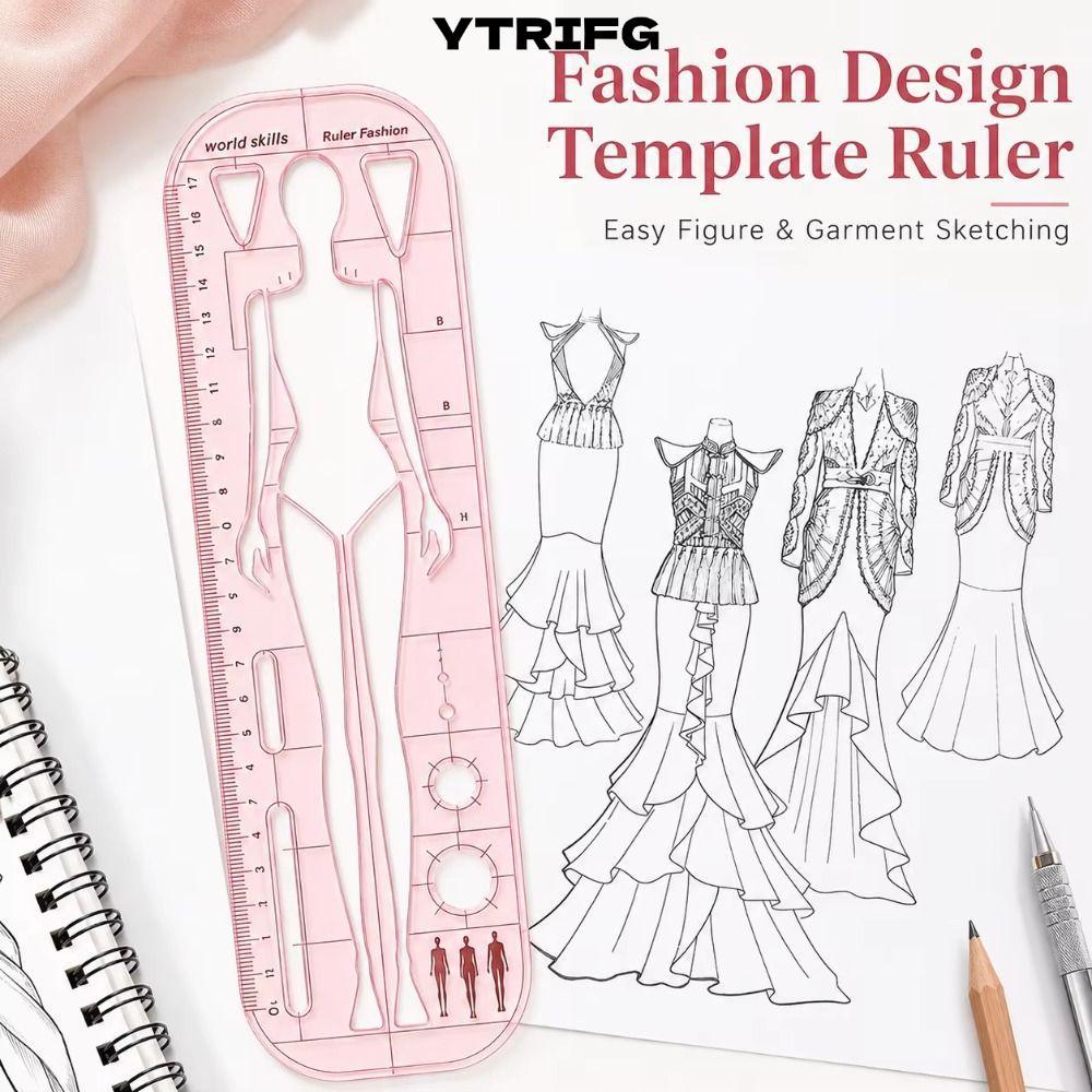 YTRIFG Figure Template Ruler Scale หญิงรูปเสื้อผ้าวาดแม่แบบ, รูป Outlines Dynamic Poes เครื่องมือวาด