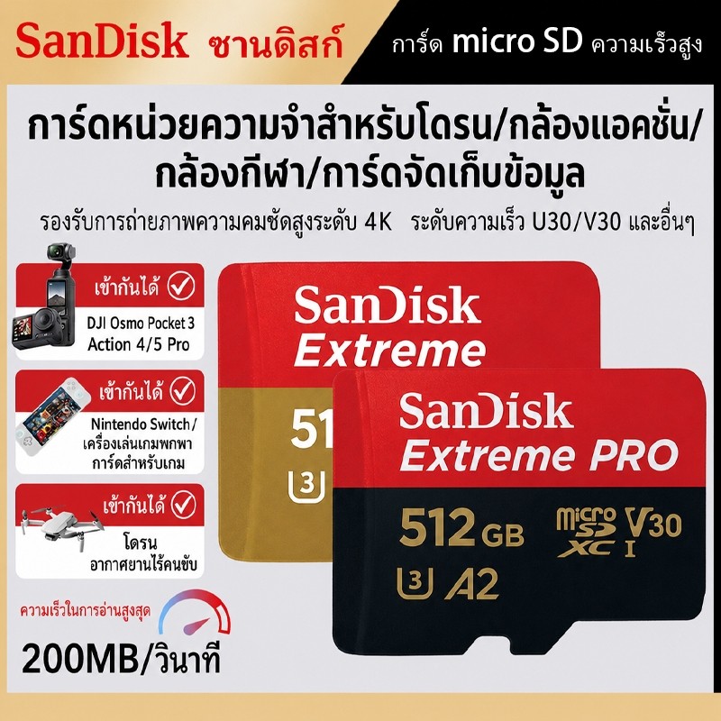 SanDisk Extreme U3 V30 A2 Micro SD Card, High Read Write Speed, Supports 4K UHD Video Recording, Wat