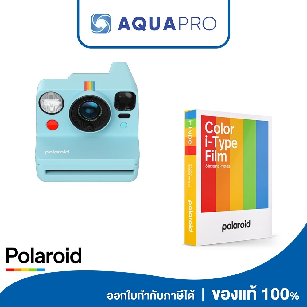 Polaroid Now+ Generation 3 Arctic Blue สีฟ้า+Polaroid Color Film I-Type Instant Film x 2 Double Pack