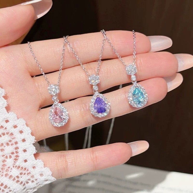 สีม่วง Sea Shark Tears Sophia Amber Blue Tears สีม่วง Water Drop สร้อยคอแฟนหญิงของขวัญ 85F0
