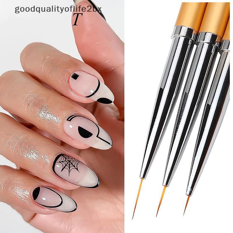 [ใหม่] 3pcs French Stripe Nail Art Liner Brush Set 3D Tips Liner DIY Drawing Pen Uv Gel Brushes Pain