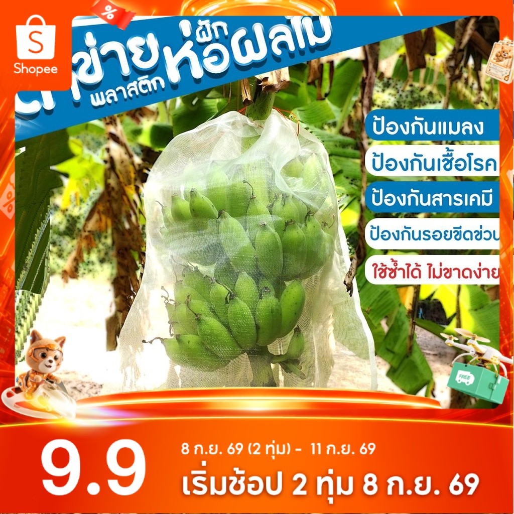 SC Paper-Pack ถุงห่อผลไม้ ตาข่ายพลาสติก แพ็ค 1 ใบ/10 ใบ