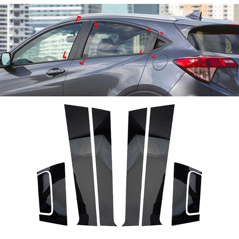เปียโนสีดําเสาโพสต์ฝาครอบ Trim Fit สําหรับ Honda HRV 2016-2022 หน้าต่าง BC คอลัมน์สติกเกอร์รถตกแต่ง