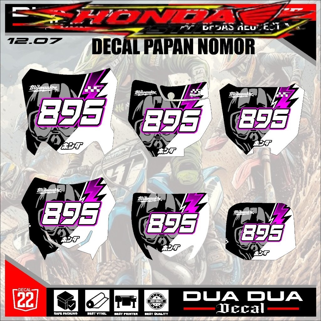 สติ๊กเกอร์แผ่นหมายเลขสติ๊กเกอร์ rbt crf150l,ktm 85,yz เก่า,yz ใหม่, RMZ, crf 250, crf450 หมายเลขขอฟร