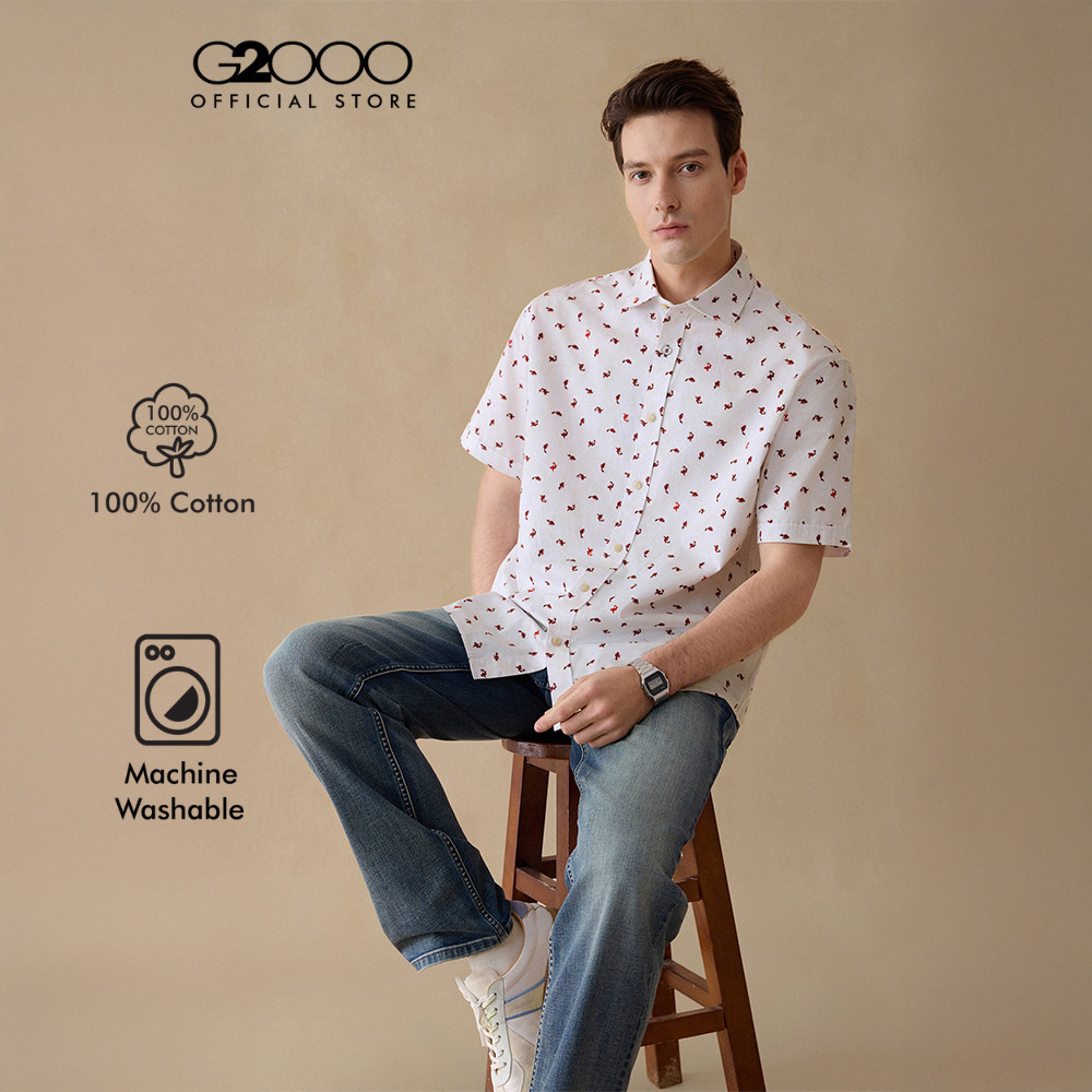 G2000 เสื้อเชิ้ตแขนสั้นลำลองสำหรับผู้ชาย Comfort Fit รุ่น 5913094826 สีขาว