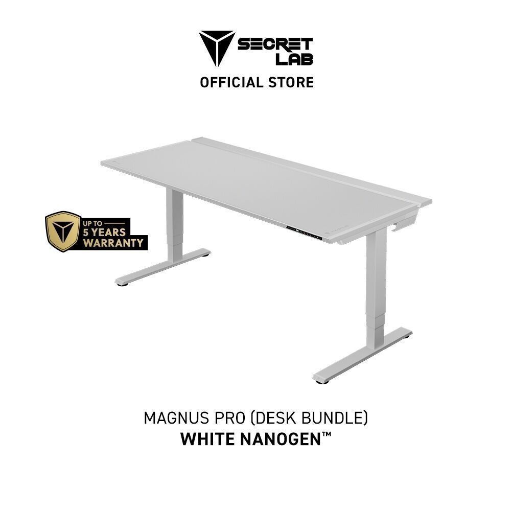 Secretlab MAGNUS Pro Bundle White Nanogen Edition  —โต๊ะคอมปรับระดับไฟฟ้า จำหน่ายเป็นเซ็ตครบชุด