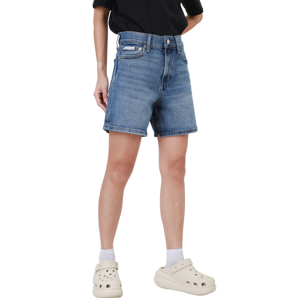 CALVIN KLEIN شورت جينز نسائي بخصر عالٍ A-Line