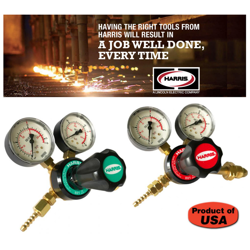 HARRIS เกจ์ปรับแรงดันแฮริส รุ่น 801 เหมาะสำหรับงานเชื่อม-ตัดทั่วไป 801DB-10-O2 (สำหรับก๊าซอ๊อกซิเย่น