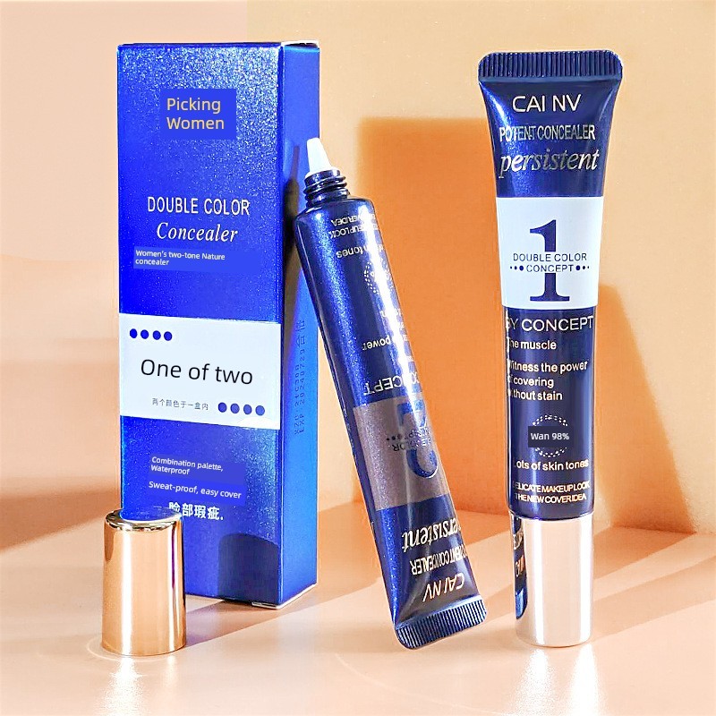 concealer คอนซีลเลอร์ Cai หญิงคอนซีลเลอร์สองสีฝ้ากระ Birthmarks Dark Circles Non-Stick Powder กันน้ํ