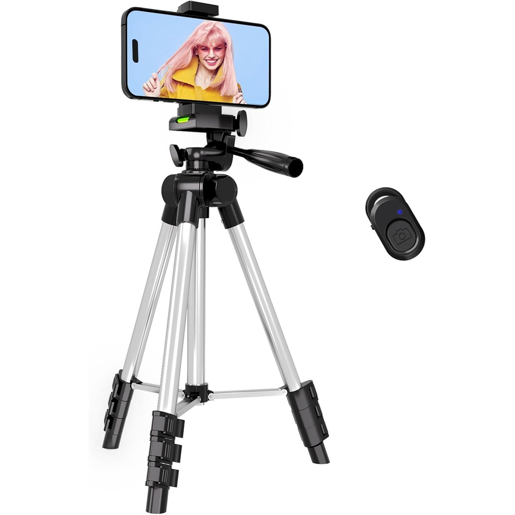 Phone Tripod, Lusweimi 44-inch Tripod with Phone Holder Mount/Wireless Remote for Ringlight/Camera/W