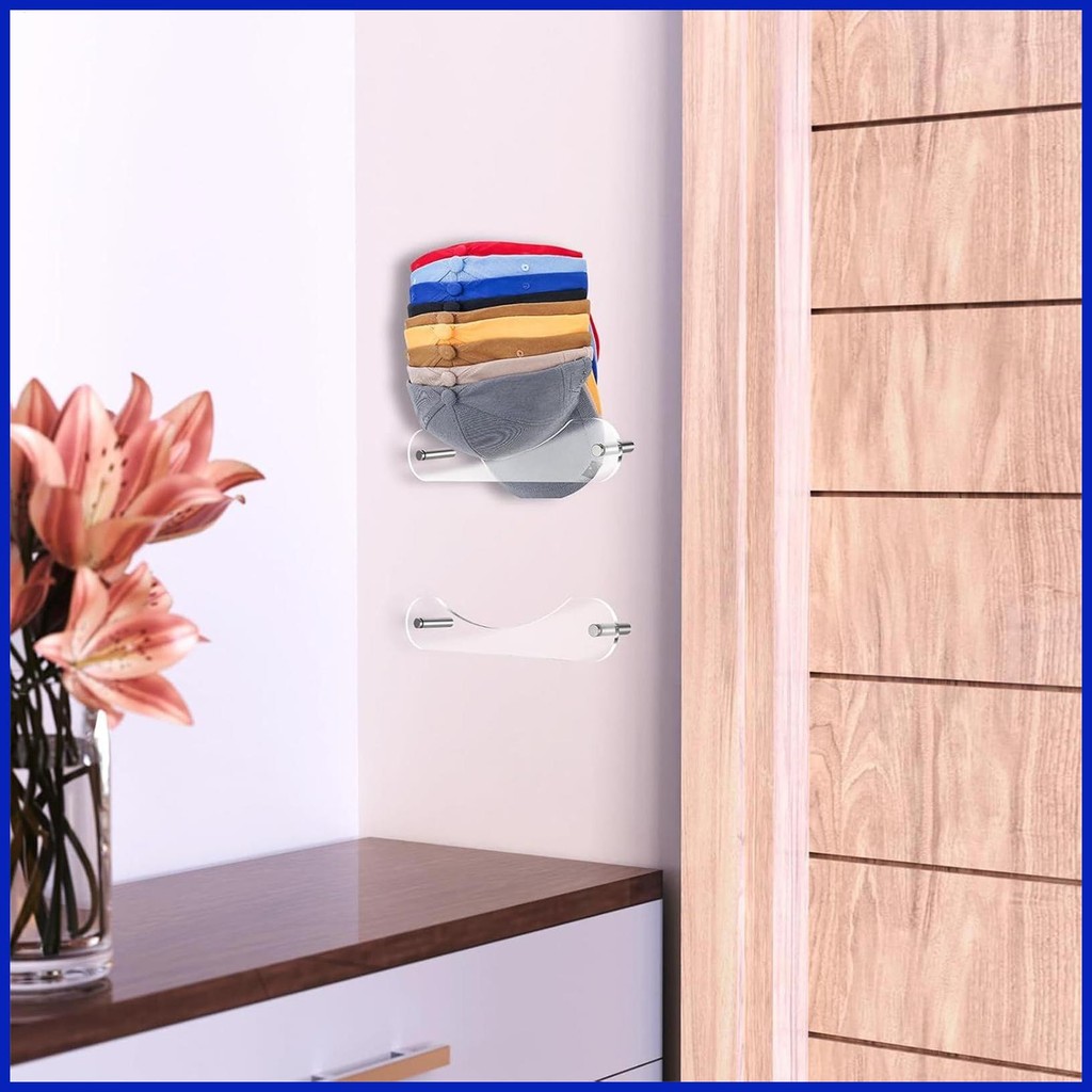 หมวก Rack สําหรับผนังอะคริลิคเบสบอลหมวก Organizer 2 ชิ้น Clear CAP Rack แขวนชุดสําหรับผู้หญิงผู้ชาย 