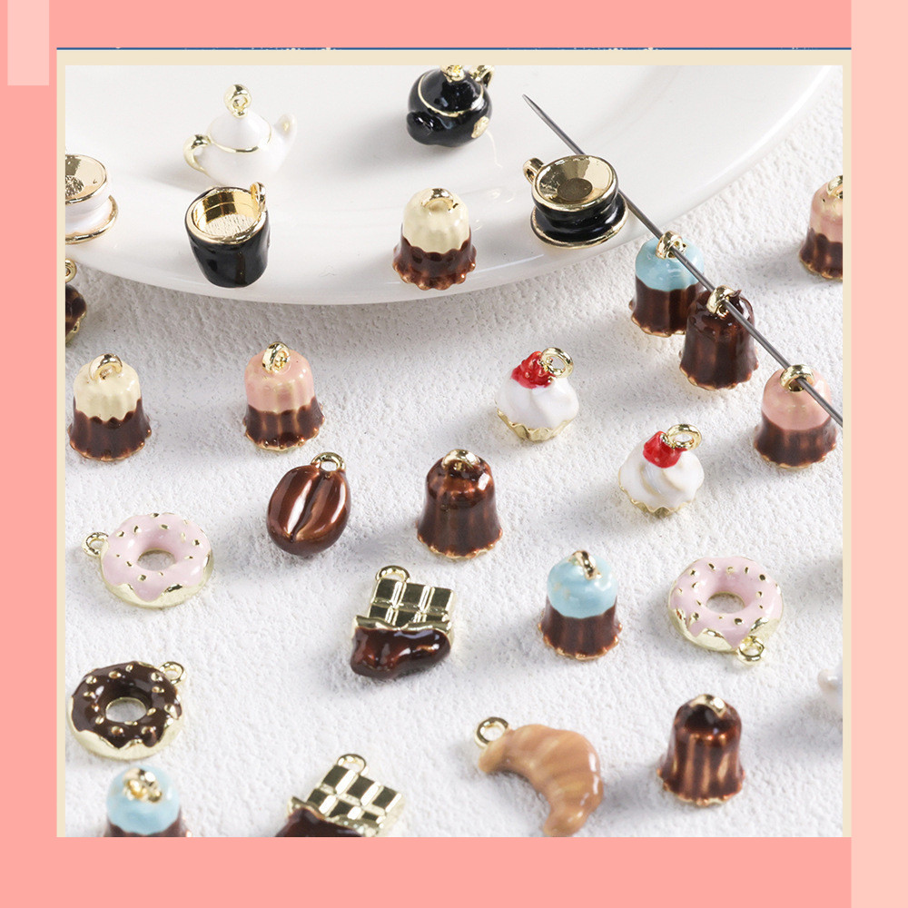 [JIN] Keluli Coffee Croissant Alloy Oil Drip Pendant, diy Handmade Beaded Material