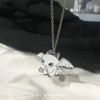สร้อยคอมังกรสีขาวดำ จี้มังกรลายการ์ตูนน่ารักๆ สร้อยคู่รัก พร้อมส่งจากไทย