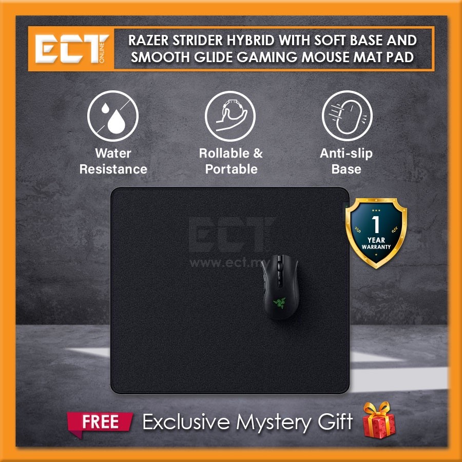 Razer Strider Hybrid พร้อมฐานนุ่มและแผ่นรองเมาส์สําหรับเล่นเกม Smooth Glide - ขนาดใหญ่ / XXL