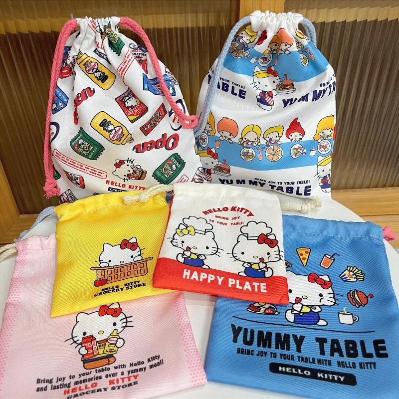 KT Cat Drawstring Drawstring Pocket ชุดสามชิ้น Travel Charger Storage วัตถุขนาดเล็ก Sorting กระเป๋าเก็บของแบบพกพา