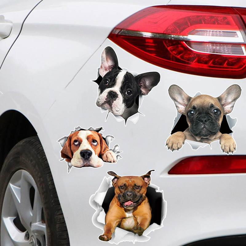[Two Sheets] Personalized Puppy 3D Creative Car Stickers Car Stickers Cute Dog Stickers Body and Tai