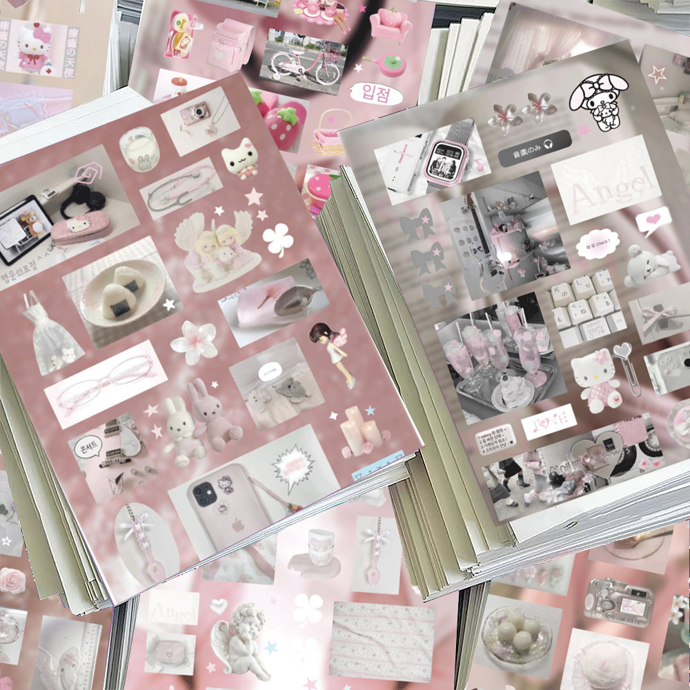 Ins-Style Pink Toned Stickers (8 ชิ้น) - ตกแต่งสีบลัชออนสําหรับเคสแท็บเล็ต, เอียร์บัดและโน๊ตบุ๊ค