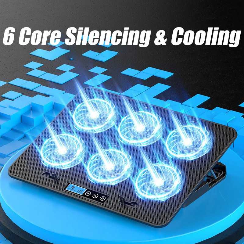 COOLCOLD A9 Gaming RGB แล็ปท็อป Cooler 2 พอร์ต USB 6 พัดลมสําหรับเล่นเกมไฟ Led Notebook Cooler สําหร