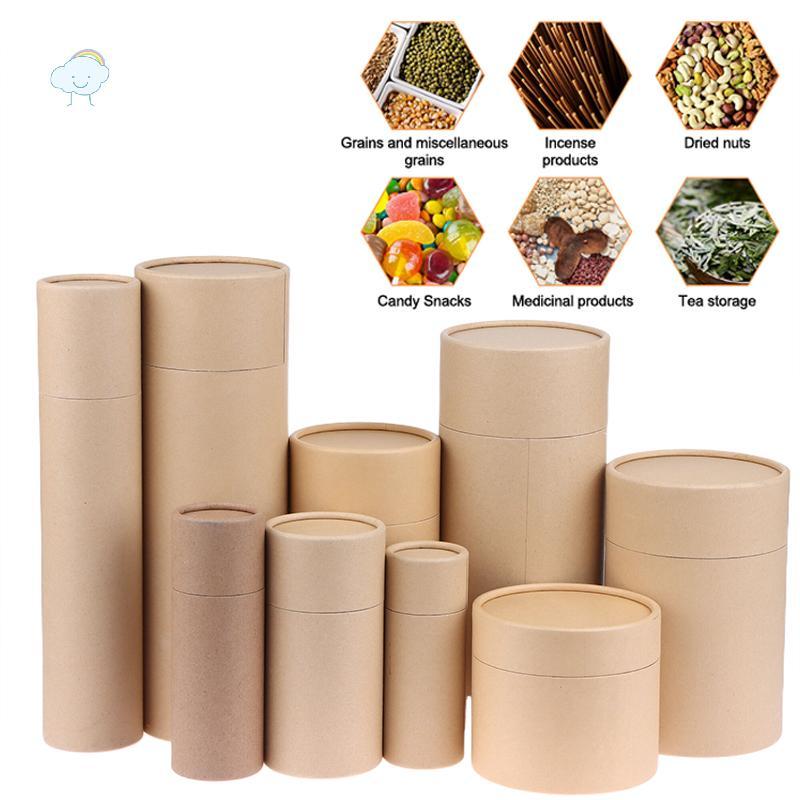 TWOE 1 ชิ้นขวดกล่องบรรจุภัณฑ์คราฟท์ Paperboard หลอดรอบกระดาษคราฟท์คอนเทนเนอร์สําหรับดินสอชาแคดดี้กาแฟเครื่องเทศเครื่องสําอางหัตถกรรมของขวัญ TH