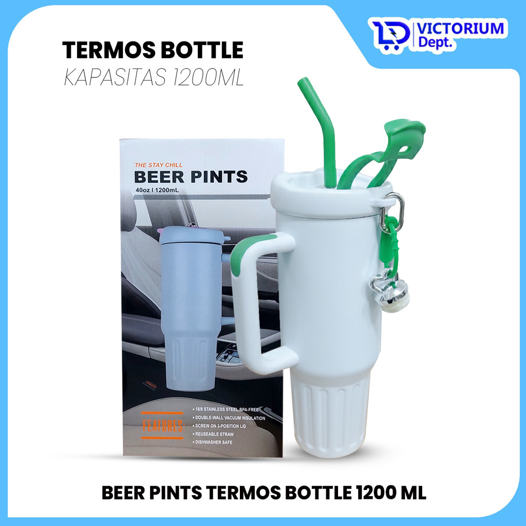 VICTORIUM - TERMOS VACUUM FLASK 1200ML BEER PINTS THERMOS TRAVEL TUMBLER ดื่มน้ําความร้อนและเย็นต้าน