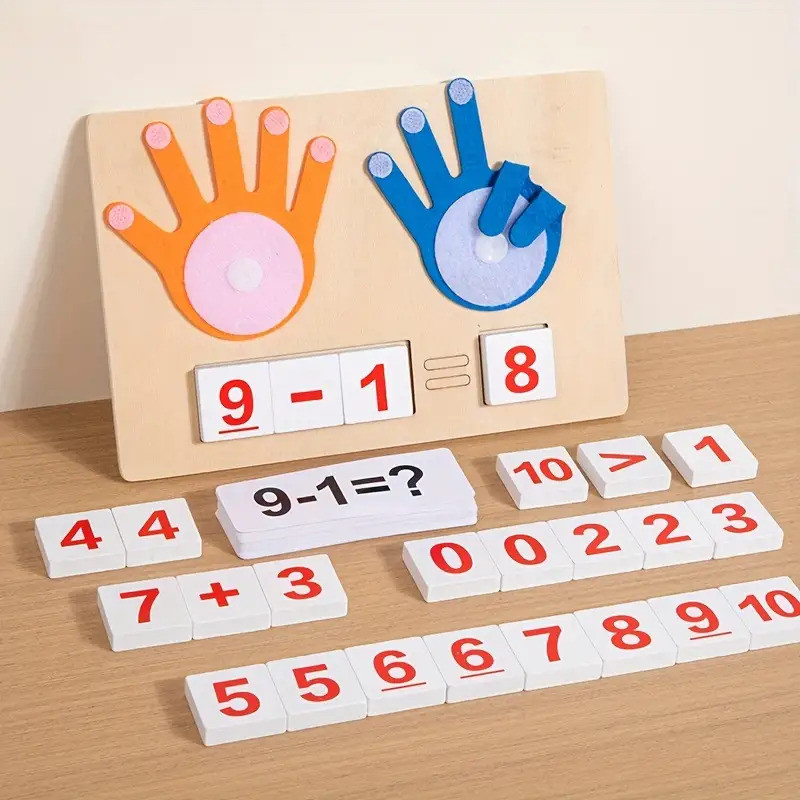 เด็กนับและคณิตศาสตร์การเรียนรู้ของเล่น-บล็อกอาคารตัวเลขไม้พร้อมการ์ดตัวเลขที่มีสีสันและสนุกมือออกแบบ,การศึกษาปฐมวัย ลําต้น ของเล่นกิจกรรมก่อนวัยเรียนจํานวนปริศ