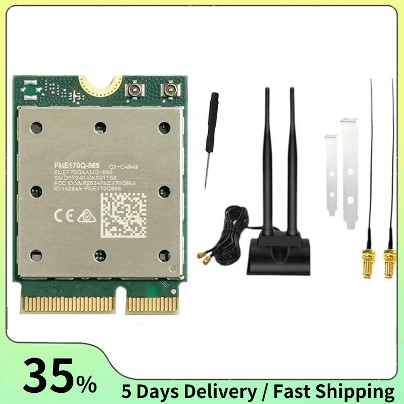 WiFi7 QCNCM865 การ์ดเครือข่ายไร้สาย Tri Band 2.4G/5G/6Ghz 5800Mbps 5.4 M. อะแดปเตอร์ไร้สาย 2 ชิ้นสํา
