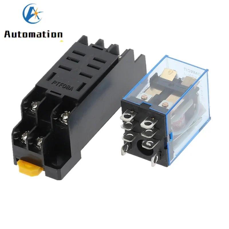 220/240V AC 10A 8PIN คอยล์รีเลย์ DPDT LY2NJ HH62P HHC68A-2Z พร้อมฐานซ็อกเก็ต