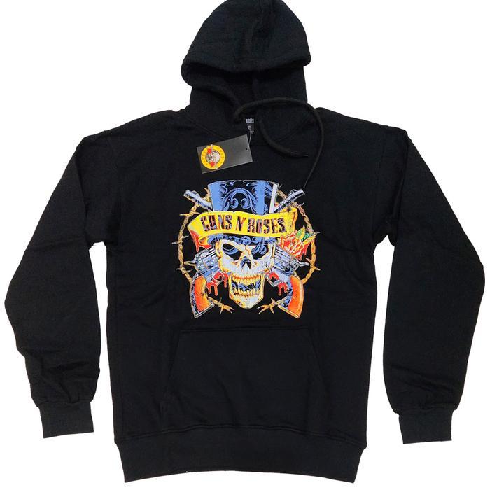 🦏 【Boxy Hoodie】 GUNS N' ROSES SLASH SKULL PULLOVER HOODIE M-3XL