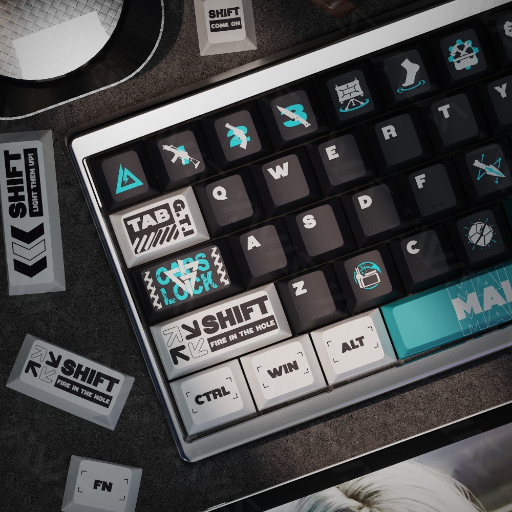 แอ็คชั่นเดลต้า‌ Keycaps โปรไฟล์เชอร์รี่ PBT Wooting Aula F75 Dye Sublimation Mechanical Keycap Gamin