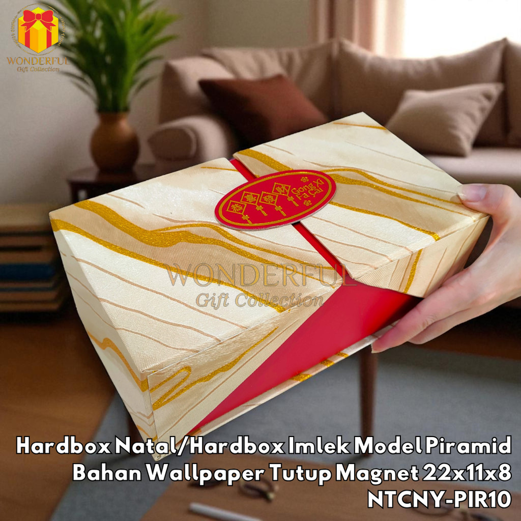 ตรุษจีน Hardbox Pyramid Model วอลล์เปเปอร์วัสดุพร้อมฝาครอบแม่เหล็ก 22x11x8