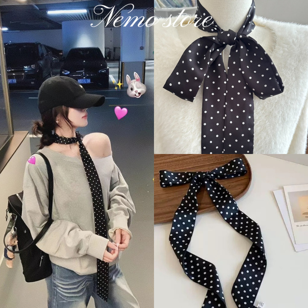 Nemo store #VO-56 ริบบิ้นผูกผม นำมาใช้ได้หลายแบบ สีดำลายจุด – โปรปัง