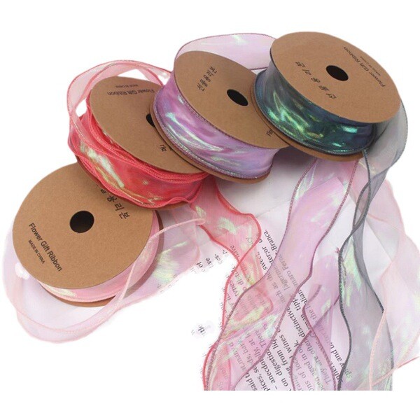 ริบบิ้น 4 cm ริบบิ้นผ้า 4 cm ริบบิ้นเส้นด้ายหางปลาหลากสี ขนาด 4 ซม. สำหรับตกแต่งของขวัญและบรรจุภัณฑ์