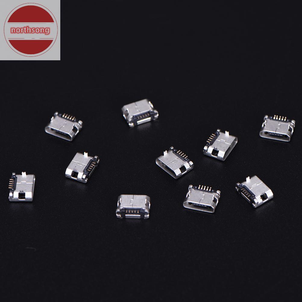 NOR 10pcs Micro USB 5pin B ประเภทหญิงสําหรับ Connector 5 pin ชาร์จซ็อกเก็ต TH