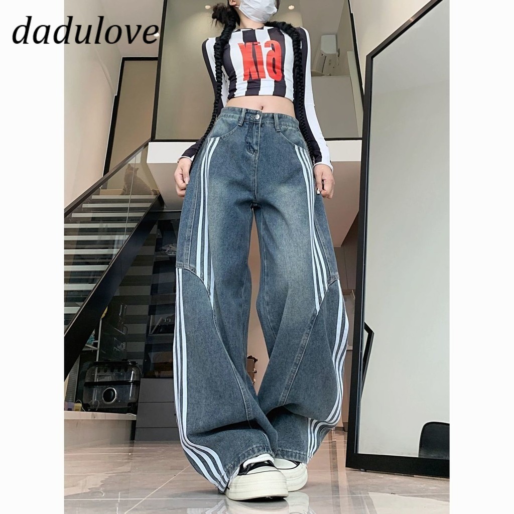 DaDulove2026 Wide-leg Jeans for Women American Retro Street Striped Trousers plus Size WOMEN'S Trousers
