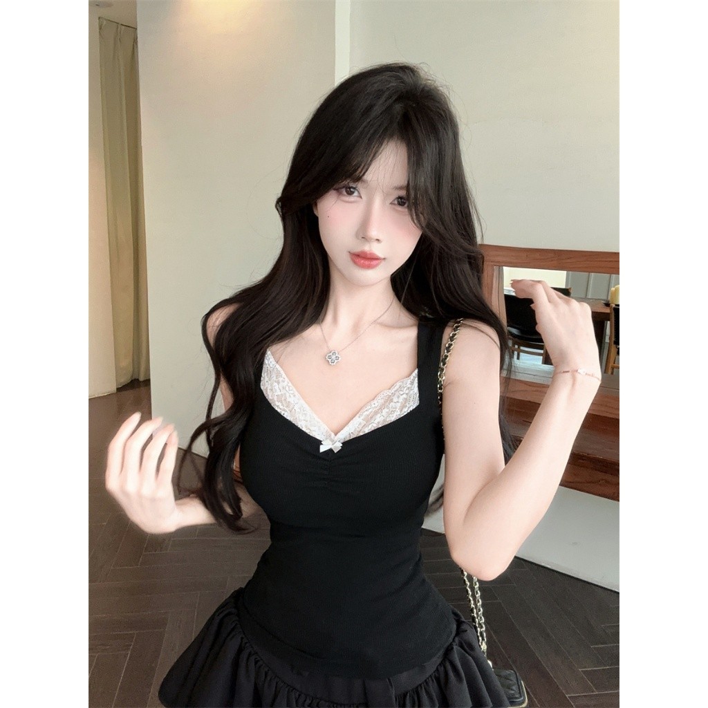 Kitty พร้อมส่ง🌸เสื้อยืดเสื้อปาดไหล่สวยๆผู้หญิง สไตล์เกาหลี แต่งลูกไม้ เสื้อยืดโชว์ไหล่ มีเชือกผูกได้ จับแมทซ์ได้ง่าย - รูปที่ 5