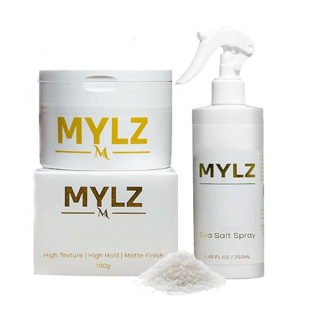 Mylz Sea Salt Spray,Mylz Texture Clay,Volume Hair Sprays for All Hair Types (Clay+Spray)