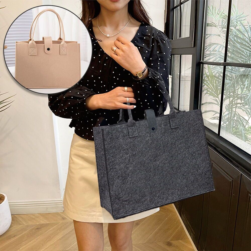 กระเป๋าสะพายไหล่ผ้าสักหลาดขนาดใหญ่ กระเป๋าช้อปปิ้งผ้าสักหลาดแฟชั่นขนาดใหญ่เป็นมิตรกับสิ่งแวดล้อม