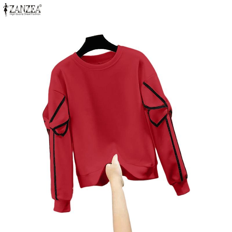 ZANZEA เสื้อลำลองสำหรับผู้หญิง แขนยาวคอกลม พิมพ์ลายสวยงาม สไตล์เกาหลี เนื้อผ้าสวมใส่สบาย - รูปที่ 4