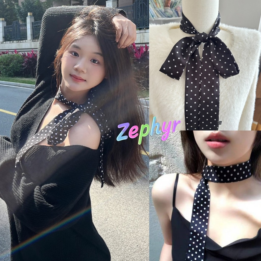 Zephyr-คาดผม นำมาใช้ได้หลายแบบ สีดำลายจุด ใหม่ ริบบิ้นผูกผม สำหรับผู้หญิง แฟชั่น สไตล์เกาหลี สวย