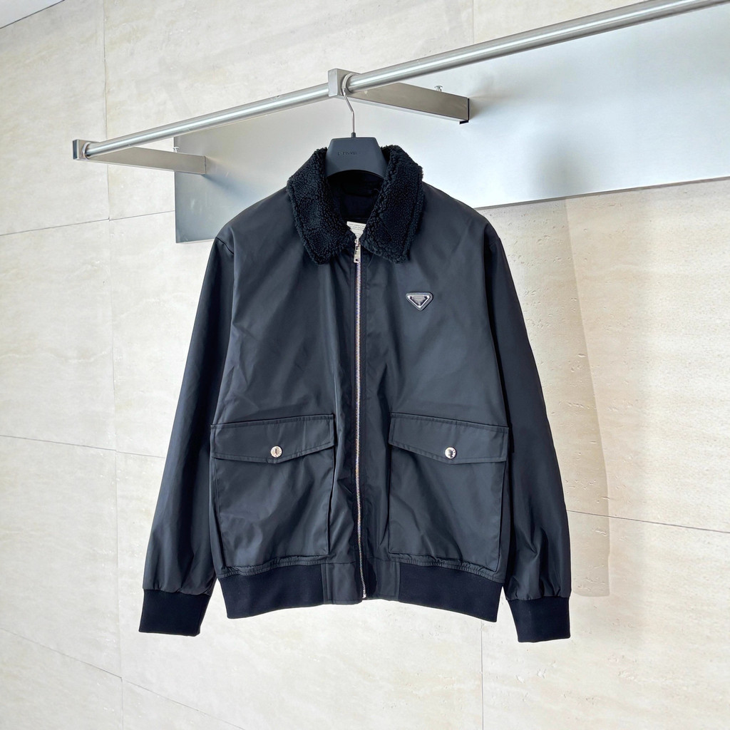 TCXP Praaa New Style Furry Collar Triangle Micro Label Jacket Coat Unisex Celebrity Same Style Trend