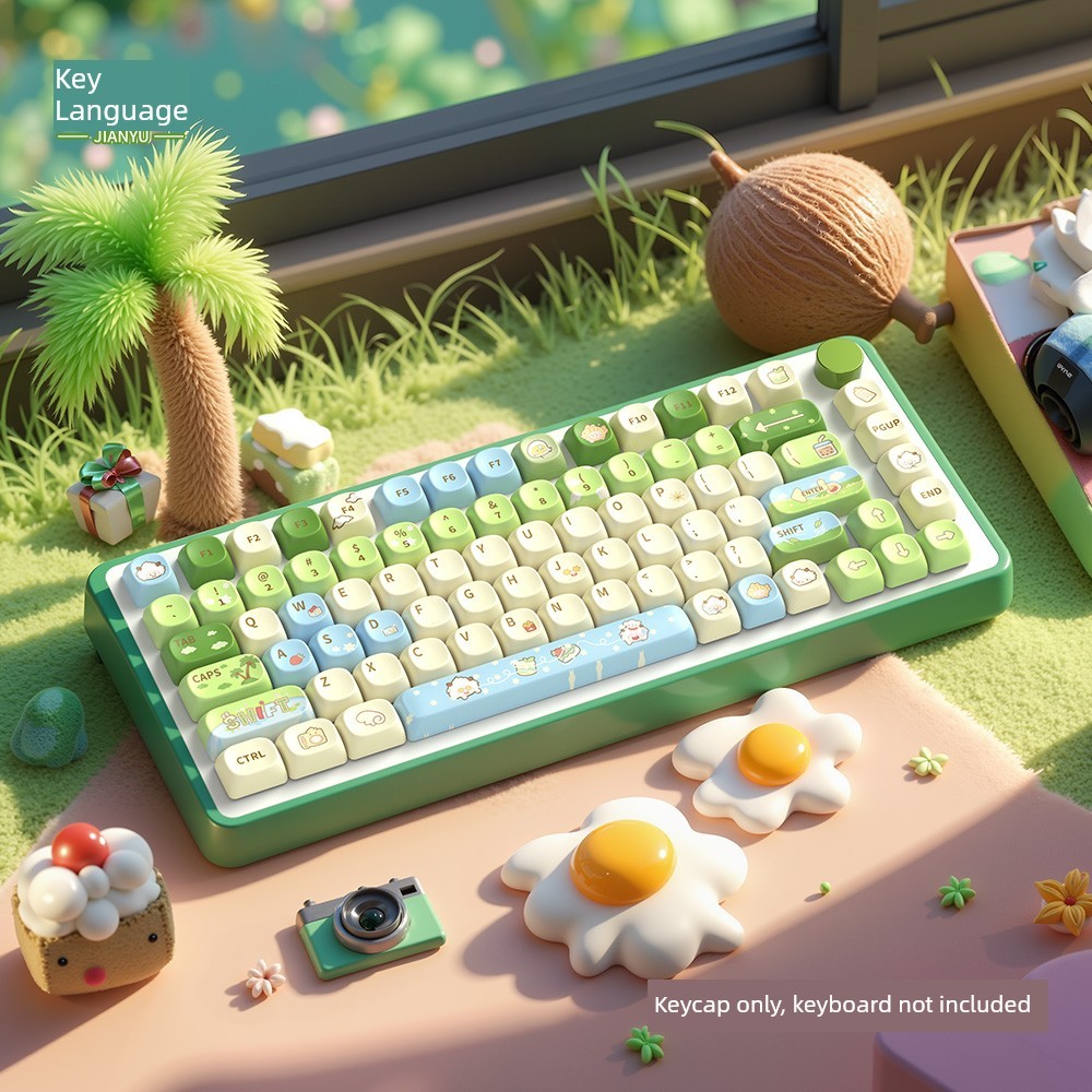 keycap ไฟลอด keycap ปุ่มกดระเหิด PBT Kuromi MOA น่ารักสูง