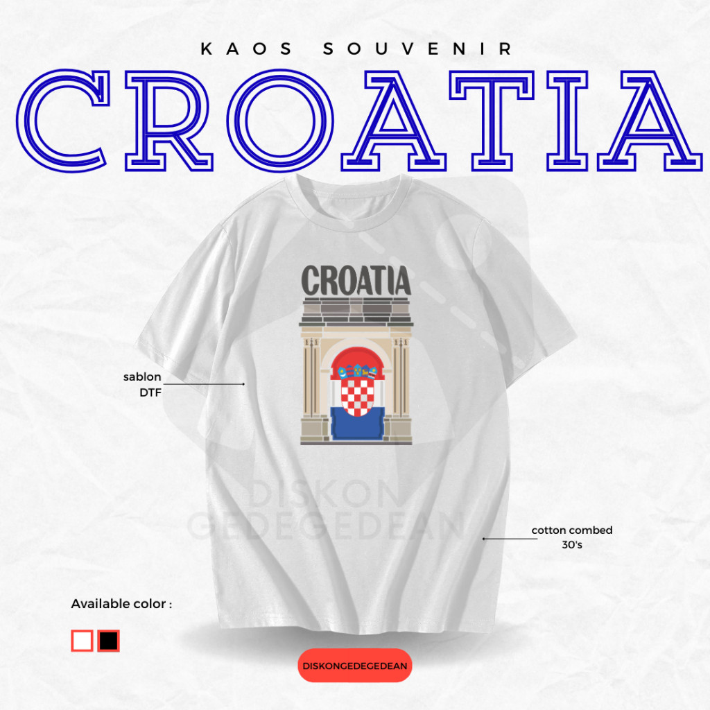 เสื้อยืดของที่ระลึก Croatia Kroasia, เสื้อยืดของที่ระลึกเมือง Zagreb, ผู้ใหญ่และเด็ก, หลายภาพ, ตัวแป